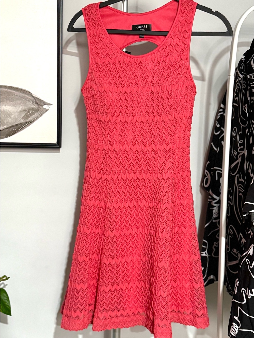 GUESS Coral Crochet Sleeveless Fit & Flare Dress
